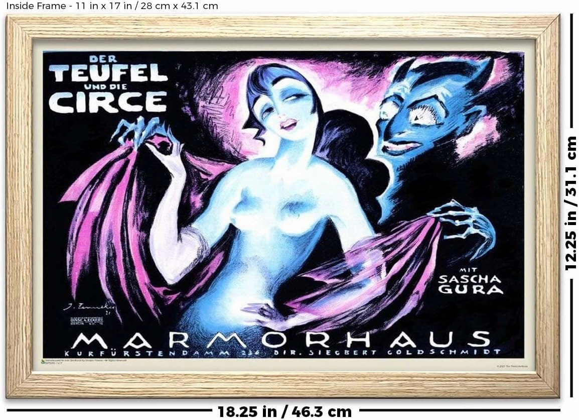 Marmorhaus - Teufel Circe - Officially Licensed - Classic Movie - Mini Poster - 17" x 11" with Frame Natural Color