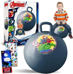 Marvel Avengers Hopper Ball Bundle - Includes Avengers 15" Hopper Ball, Avengers Stickers, and Additional Door Hanger | for Boys and Girls Outdoor Activities, Parties, Gift
