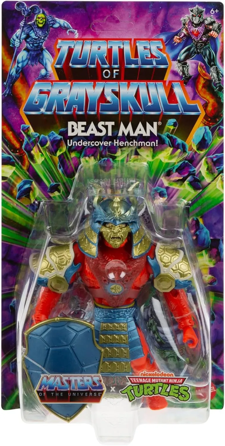 Masters of the Universe Mattel Origins Turtles of Grayskull Action Figure & Accessories, Beast Man Collectible Toy with 16 Joints, TMNT & Motu Crossover