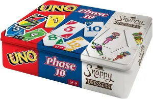 Mattel Games: 3-in-1 - UNO, Phase 10, and Snappy Dressers (Tin Box)