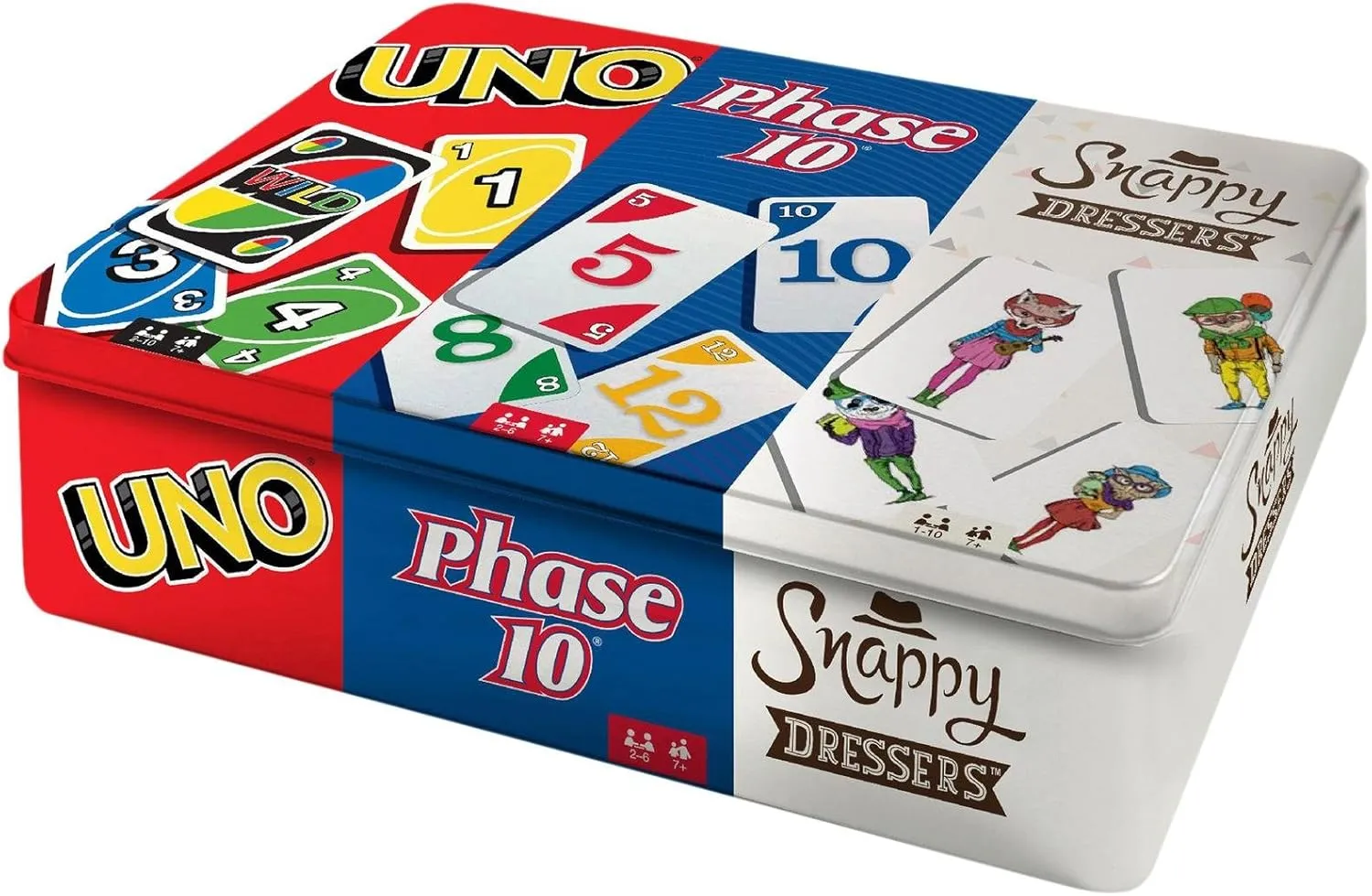 Mattel Games: 3-in-1 - UNO, Phase 10, and Snappy Dressers (Tin Box)