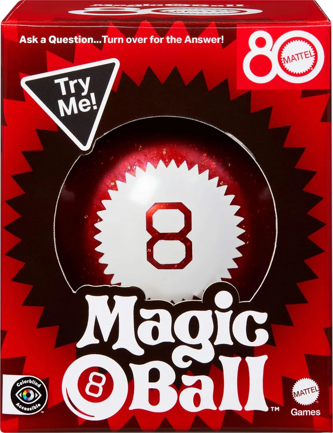 Mattel Games Magic 8 Ball Mattel 80th Anniversary Edition Novelty Game for Kids, Fortune-Telling Toy for Family Nights, Game Nights, Travel, Camping & Parties.