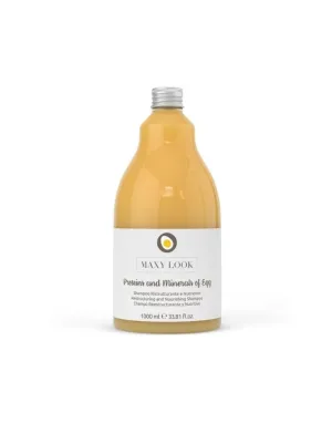 Maxy Look Restructuring and Nourishing Shampoo - Enriched with Egg Proteins and Minerals for Softness, Strength and Shine - Deep Conditioning for All Hair Types - 1000ml