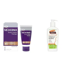 Mederma Stretch Marks Therapy, Helps Prevent and Treat Stretch Marks, Safe to Use When Pregnant & Palmer's Cocoa Butter Formula Massage Lotion for Stretch Marks, Pregnancy Skin Care, Belly Cream