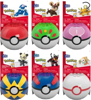 Mega Construx Pokemon Pokeball Collection, Series 21, Set of 6 Different Balls with Character Figures, Ages 6  FPM00-963M