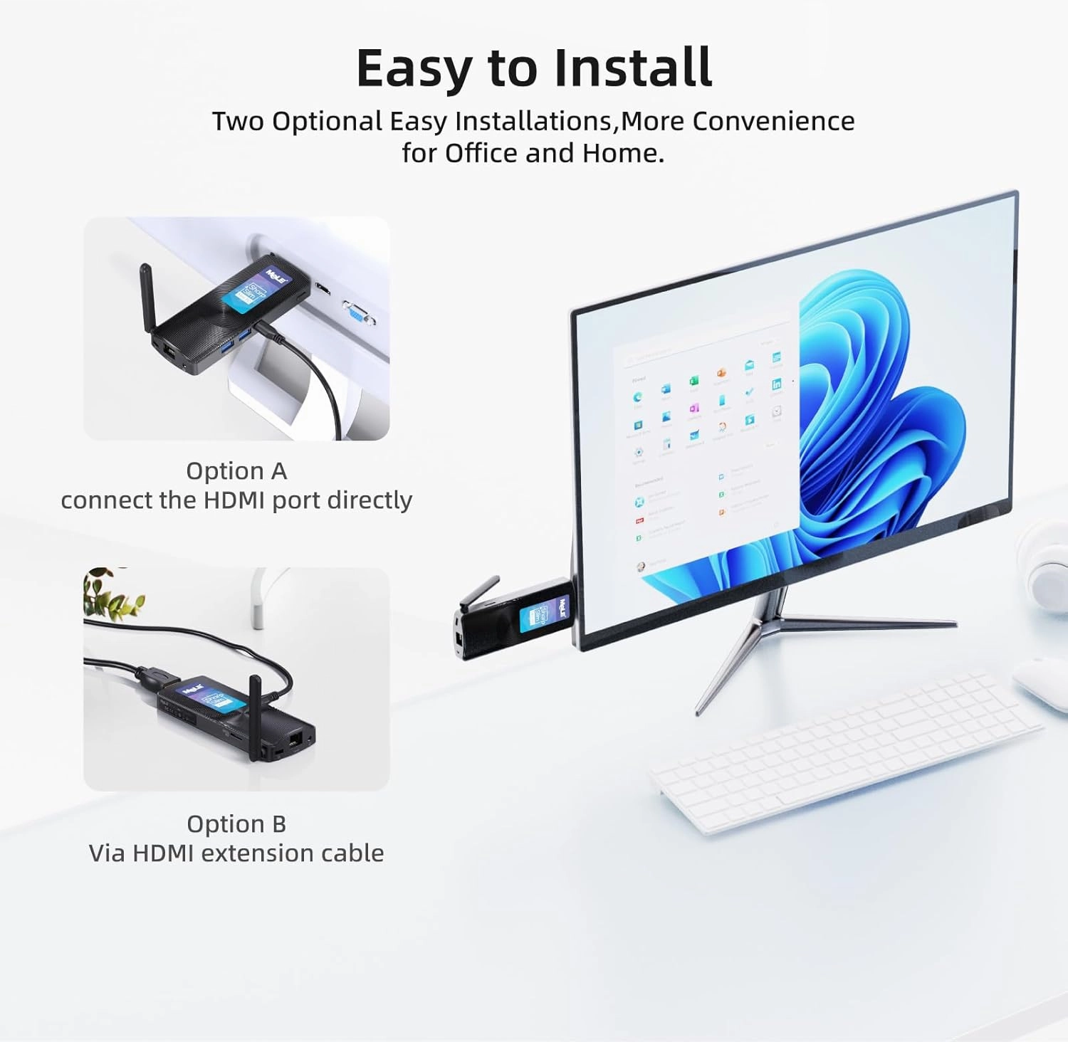 MeLE PCG02 Fanless Mini PC Stick Desktop,J4125 8GB RAM 256GB Storage, 4K HDMI Portable Small Computer, Support Wi-Fi5 PXE Unlocked Bios Gigabit Ethernet, Work on Business Media Industry IoT Office