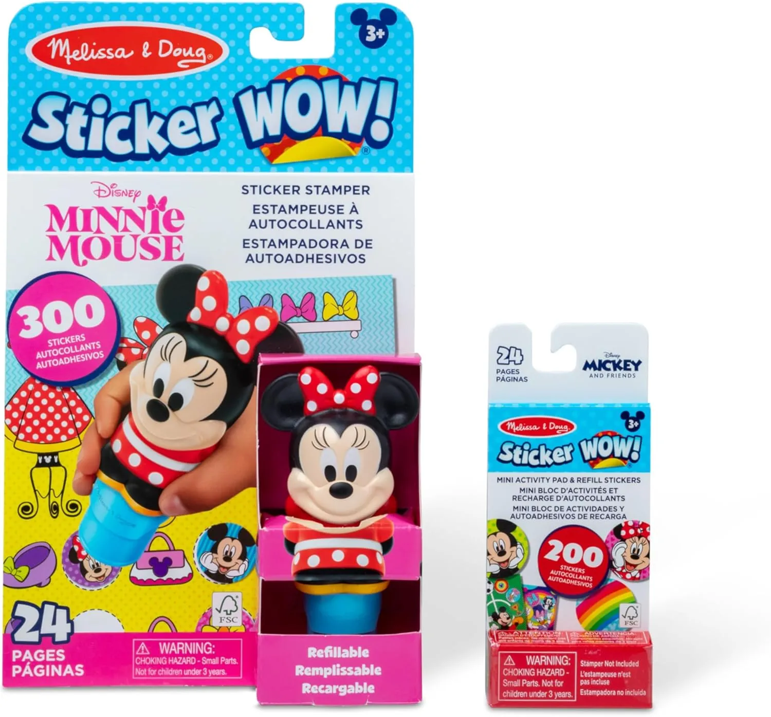 Melissa & Doug Sticker Wow!™ Disney Minnie Mouse Bundle: 24-Page Activity Pad, Stamper, 500 Stickers, Mini Pad, Arts and Crafts Fidget Toy Collectible Character
