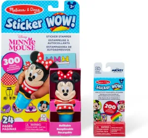 Melissa & Doug Sticker Wow!™ Disney Minnie Mouse Bundle: 24-Page Activity Pad, Stamper, 500 Stickers, Mini Pad, Arts and Crafts Fidget Toy Collectible Character