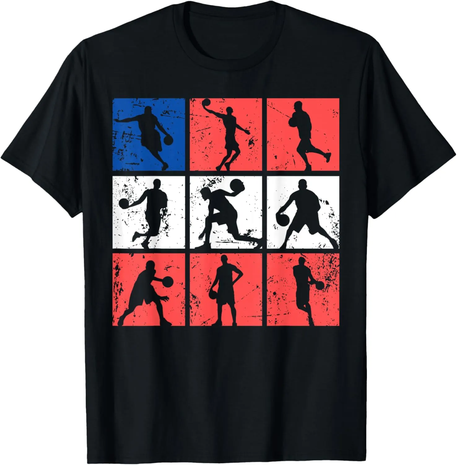 Men's Basketball USA American Flag BBall Slam Dunk T-Shirt