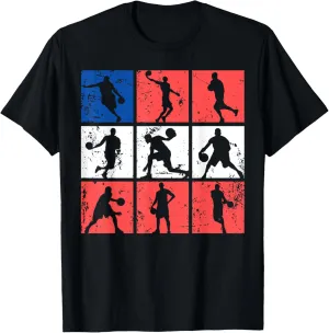 Men's Basketball USA American Flag BBall Slam Dunk T-Shirt