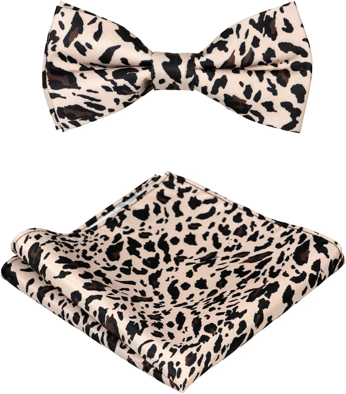 Men's Dress Vest LEOPARD Pattern Design Tan Beige Black Color LEOPARD Animal Skin Print Mens Bow Tie and Hanky Set