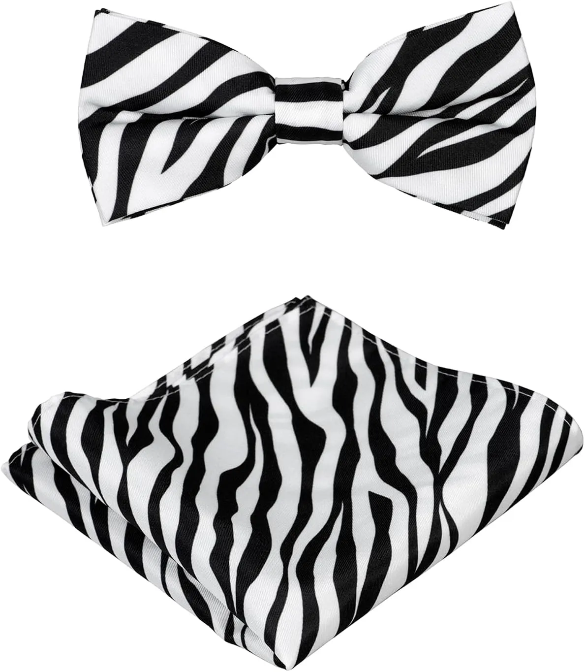 Men's Dress Vest ZEBRA Animal Pattern Design with Black Background. Animal Zoo Striped Mens Bow Tie and Hanky Set