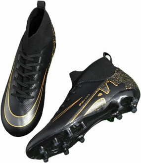 Mens High-Top Soccer Cleats Womens Turf Football Shoes Boys Girls Lightweight Youth Professional Indoor Outdoor AG Black Purple Pink