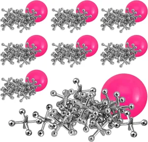 Metal Jacks Game Set - 24 Sets - Retro Kids' Entertainment with Metallic Jacks and Bouncy Ball - Classic Jacks Game for Fun and Skill Development