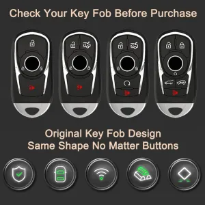 Metal Key Fob Cover,Compatible with Buick Enclave Lacrosse Verano Encore Regal Envision Cascada GL8,Alloy Armor TPU Key Fob Case Protector Shell Holder White