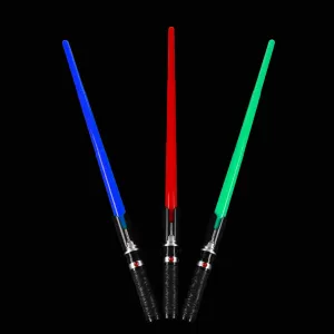 MewduMewdu Light up Saber Toy (3 Pack) with Electronic Lights and Sound Effect for Kids and Adults, Red Blue Green LED Retractable Force FX Saber Toy as Halloween, Party, Holiday Accessory and Gift