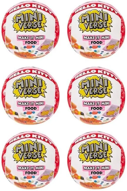 MGA's Miniverse Make It Mini Food Hello Kitty (6 Pack), Mini Collectibles, Sanrio, Mystery Blind Packaging, DIY, Crafts, Resin Play, Replica Food, Novelty, NOT Edible, 8 