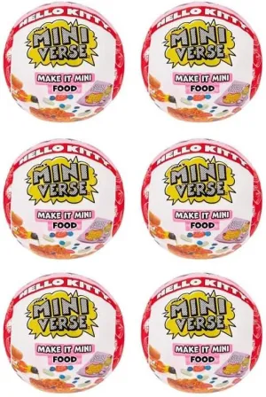 MGA's Miniverse Make It Mini Food Hello Kitty (6 Pack), Mini Collectibles, Sanrio, Mystery Blind Packaging, DIY, Crafts, Resin Play, Replica Food, Novelty, NOT Edible, 8 