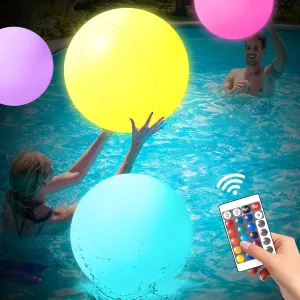 MIAOKE 5 Pack Pool Toys 16 Inch- 16 Lighting and 4 Modes LED Beach Ball with Remote Control,Suitable for Pool Games Night Summer Pool Party,Outdoor Everybody Family Games