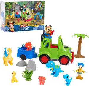 Mickey Mouse Disney Junior Funhouse Dino Safari Rover 16-Piece Play Figures and Vehicle Playset, Officially Licensed Kids Toys for Ages 3 Up, Amazon Exclusive,Blue