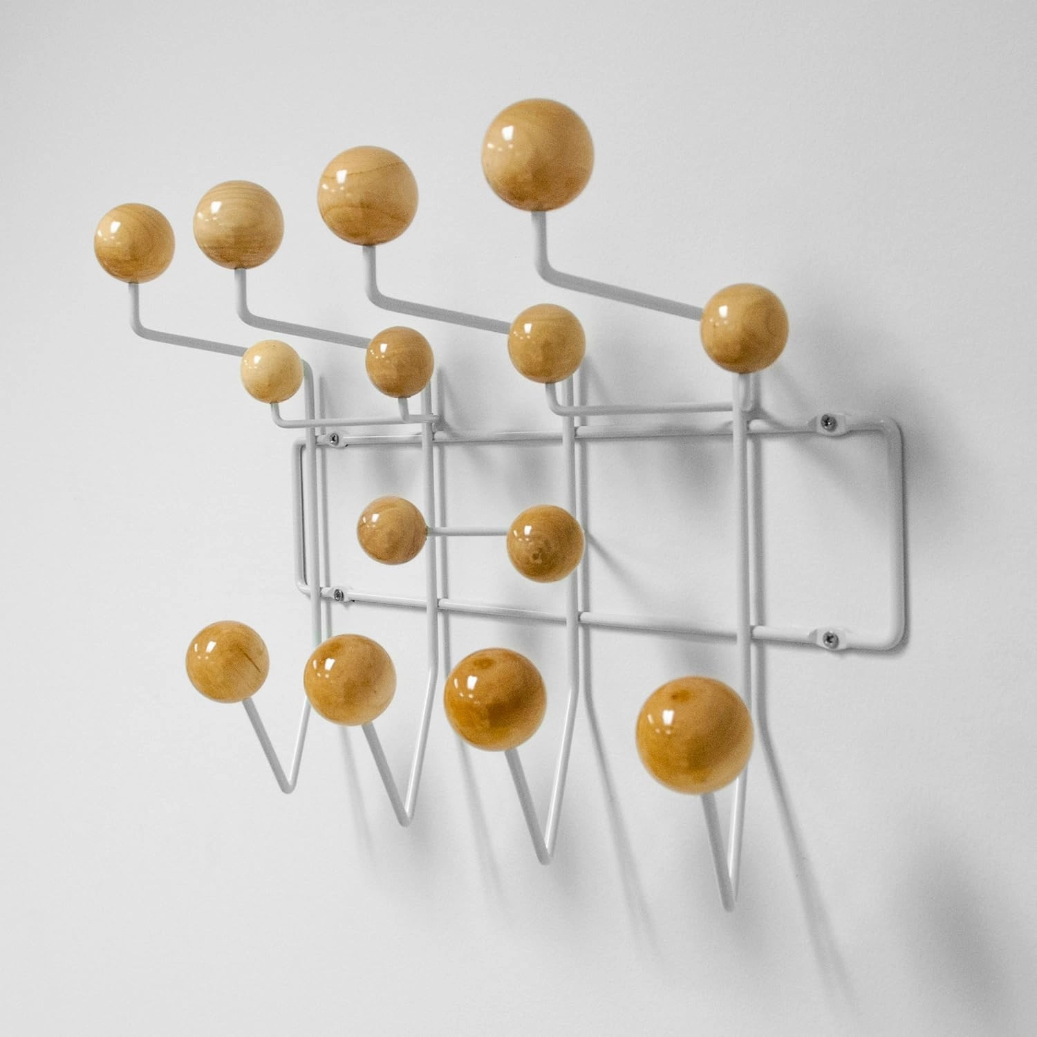 Mid-Century Pop Wood Ball Metal Coat Rack, Natural