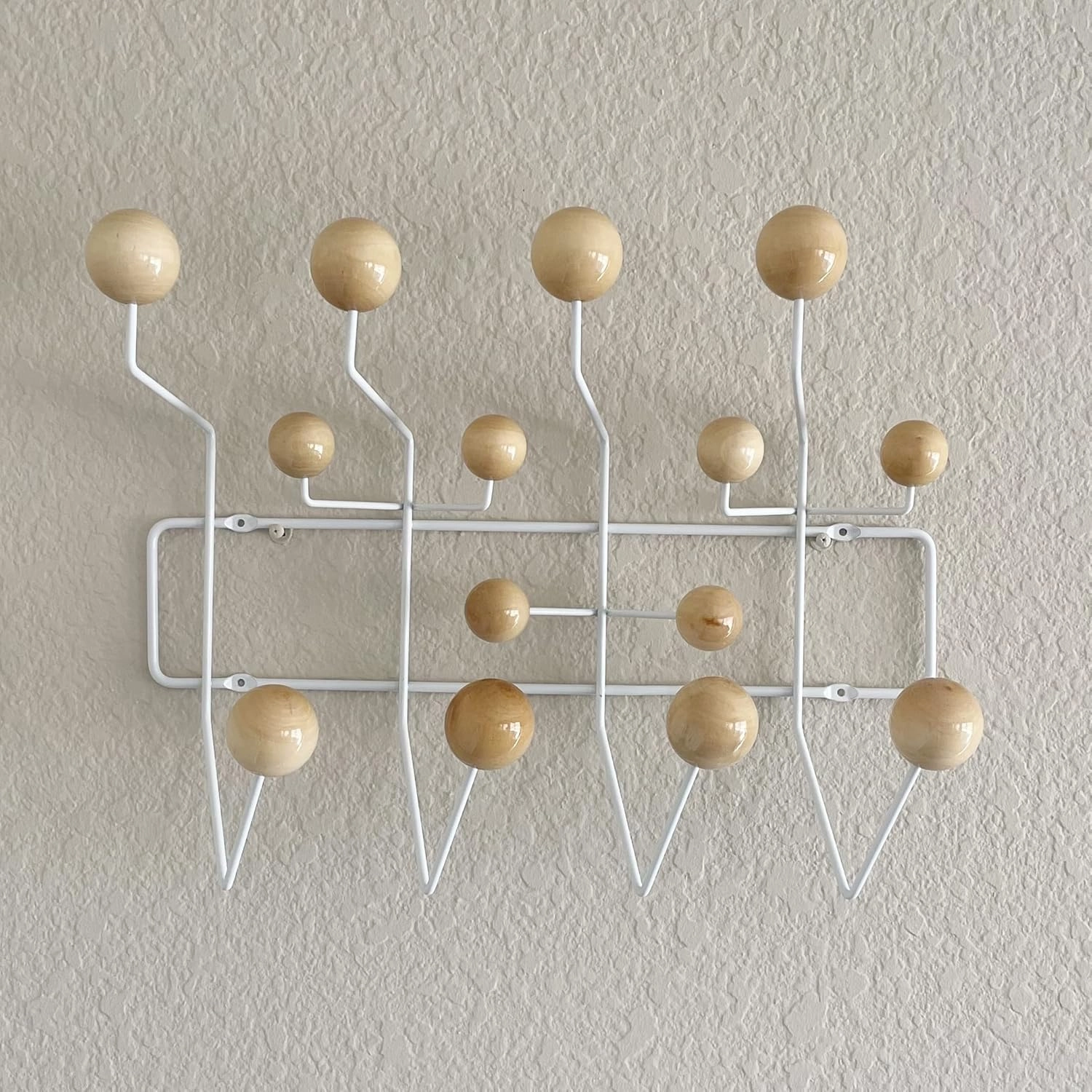 Mid-Century Pop Wood Ball Metal Coat Rack, Natural