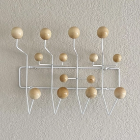 Mid-Century Pop Wood Ball Metal Coat Rack, Natural