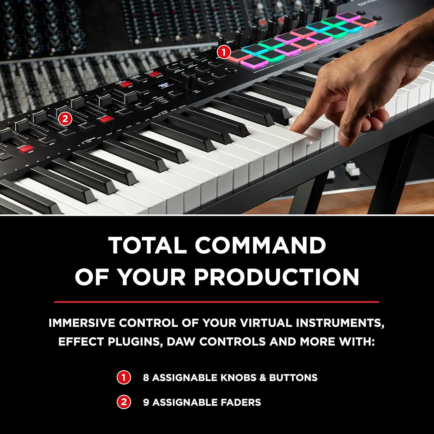 MIDI Controller Bundle - 61-Key USB MIDI Keyboard Controller with Beat Pads, Sustain Pedal and Software Suite - M-Audio Oxygen Pro 61 and SP-2