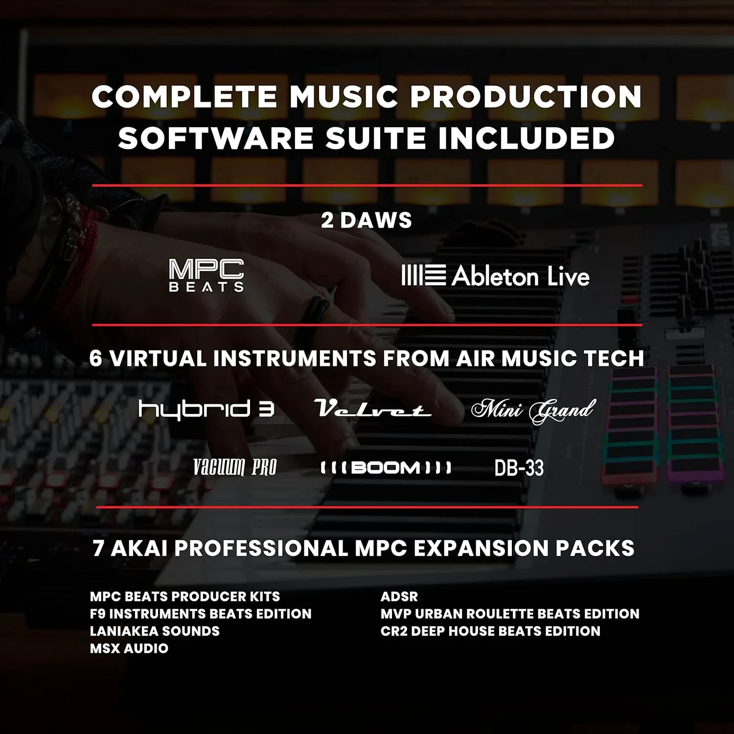 MIDI Controller Bundle - 61-Key USB MIDI Keyboard Controller with Beat Pads, Sustain Pedal and Software Suite - M-Audio Oxygen Pro 61 and SP-2