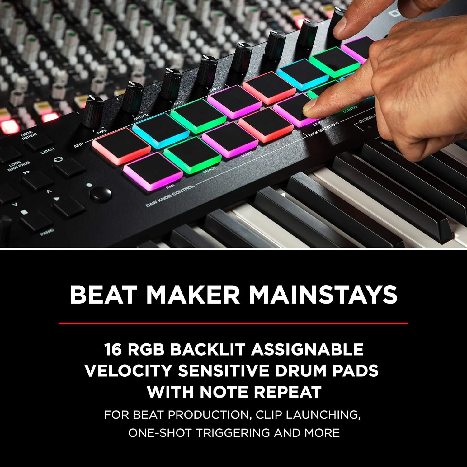 MIDI Controller Bundle - 61-Key USB MIDI Keyboard Controller with Beat Pads, Sustain Pedal and Software Suite - M-Audio Oxygen Pro 61 and SP-2