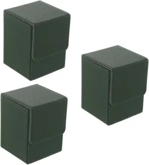 Mikikit 3pcs Card Storage Box Capacity Pu Material Organizer for Trading Cards and Collectibles Compact Design for