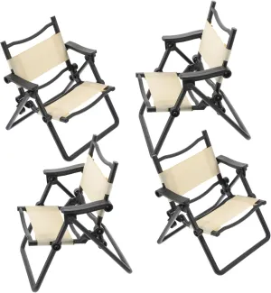Milisten 4Pcs Miniature Folding Chair Dollhouse Beach Chair Props Compact Phone Holder Playtime Accessory Lightweight Safe Design for Miniature Doll Furniture