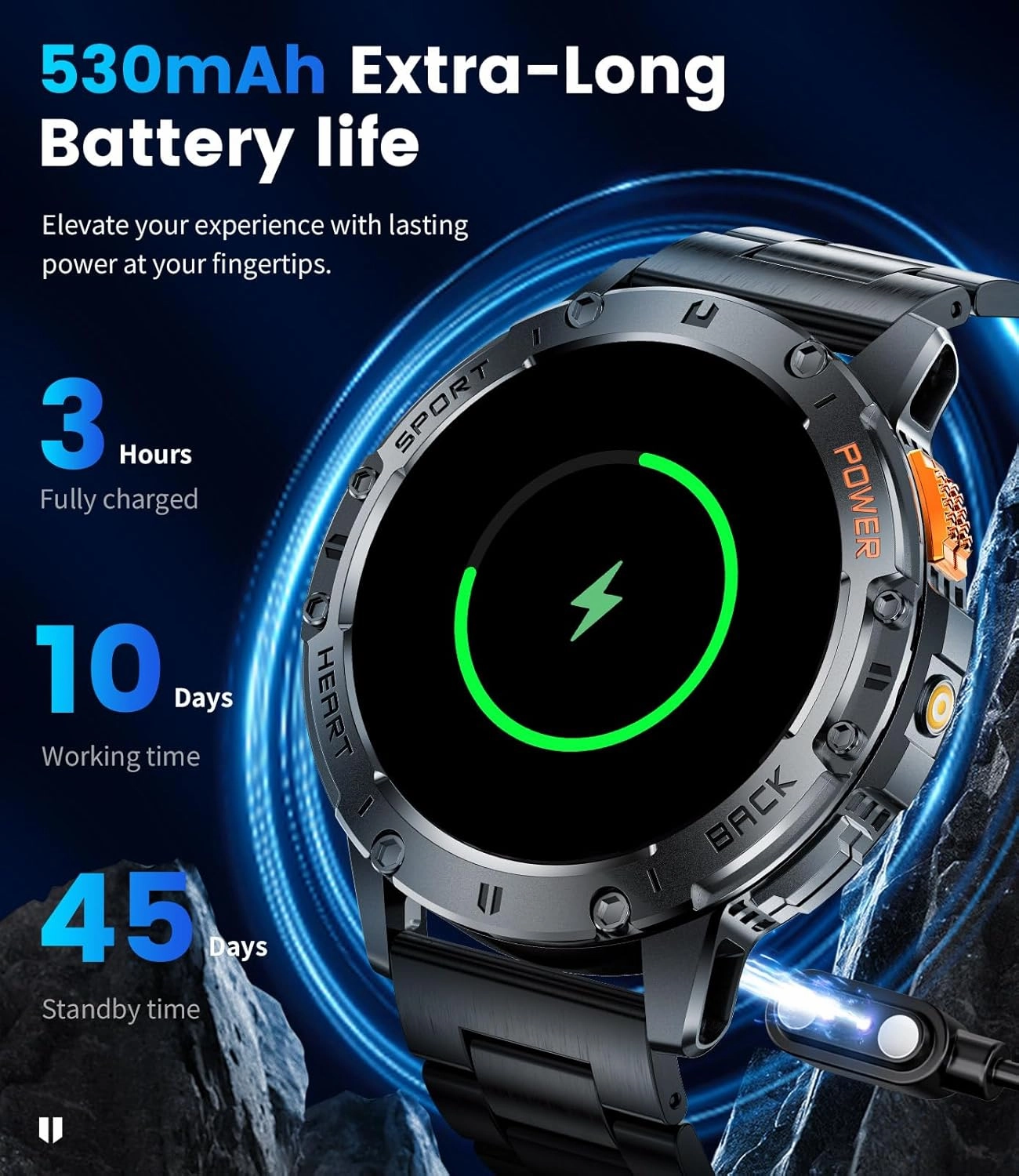 Military Smart Watches for Men(Answer/Make Call) with LED Flashlight,1.43" HD AMOLED Upgraded Outdor 530mAh Sports Smartwatch with Heart Rate/Sleep Monitor/IP68, Fitness Tracker for Android iOS