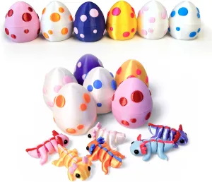 Mini 3D Printed Dragon Egg and 3D Printed Animals，Resin Figurines，Animal Miniature Figurines，Mini Egg Fillers，Teen Carnival Prizes (6pcs Set)