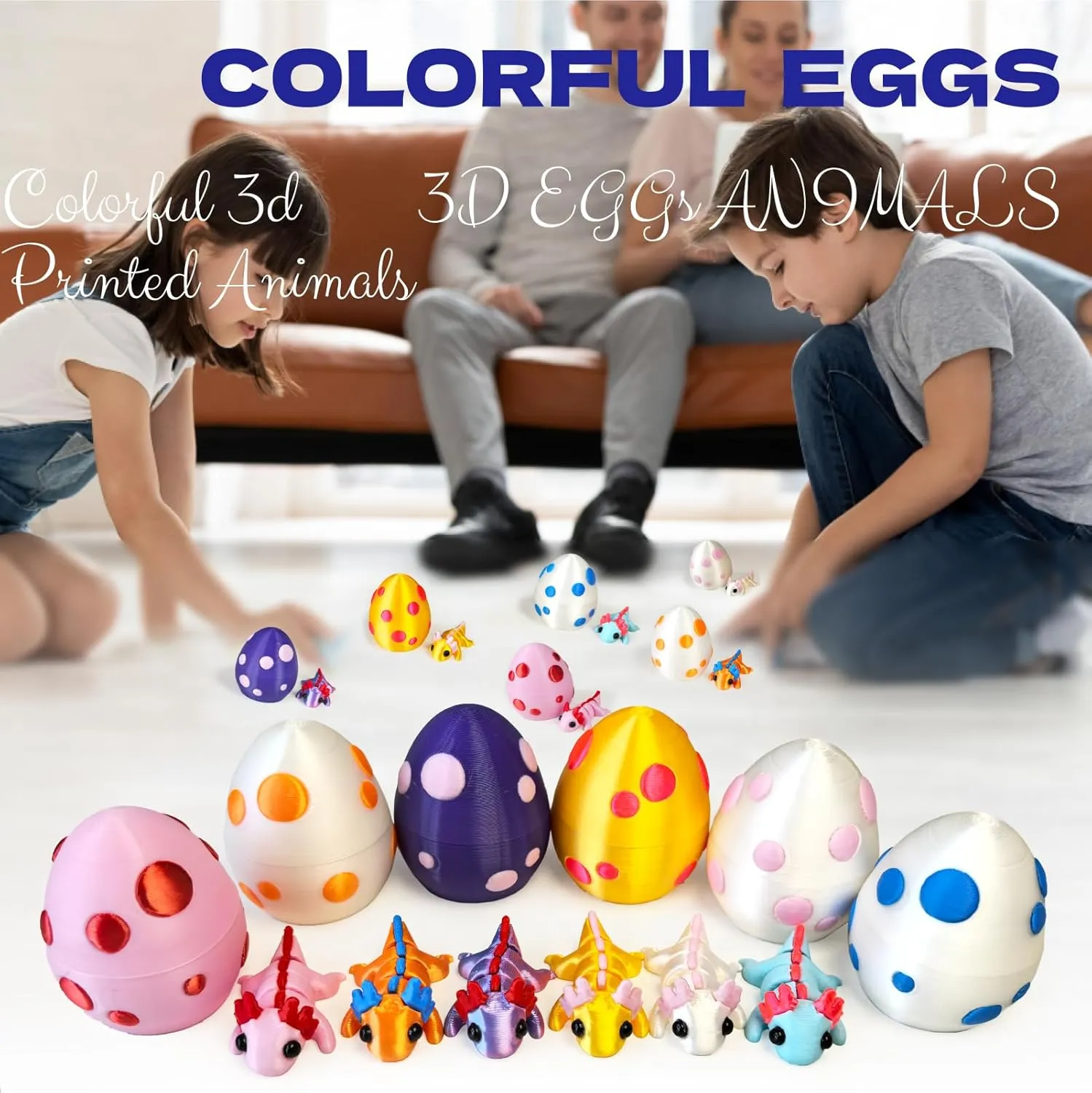Mini 3D Printed Dragon Egg and 3D Printed Animals，Resin Figurines，Animal Miniature Figurines，Mini Egg Fillers，Teen Carnival Prizes (6pcs Set)