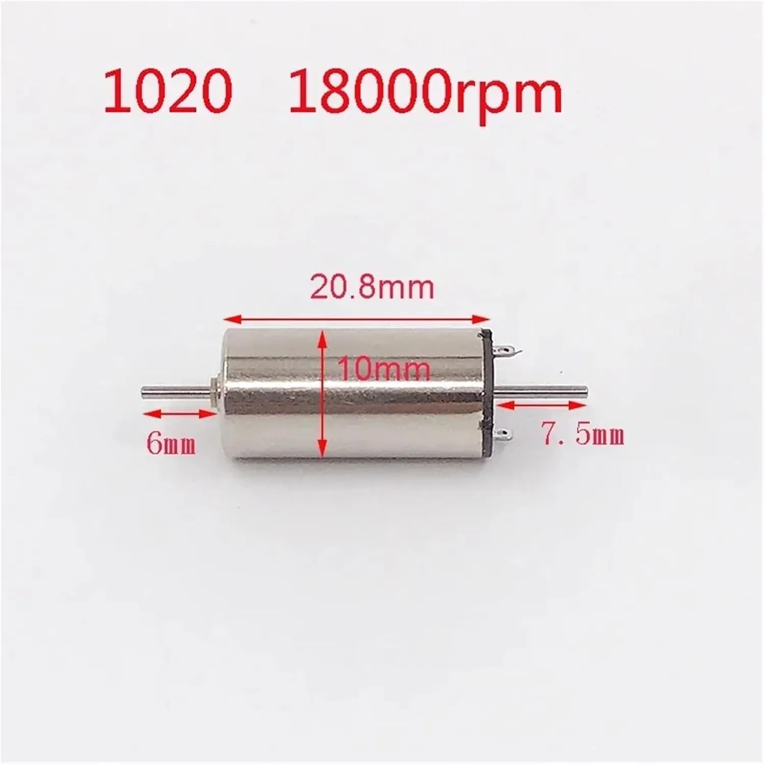 Mini 8mm/10mm/12mm/15mm/17mm Coreless Motor DC6V~12V High Speed Electric Engine Dual 1mm/1.5mm Shaft for Car Railway Train Model(1020 13000rpm)