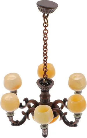 Mini Chandelier Light Fixture Dollhouse Retro Chandelier 1 12 Scale, Mini Dollhouse Ceiling Light, Artificial Chandelier Furniture Model, Dollhouse Scene Layout Hanging Lamp Decor