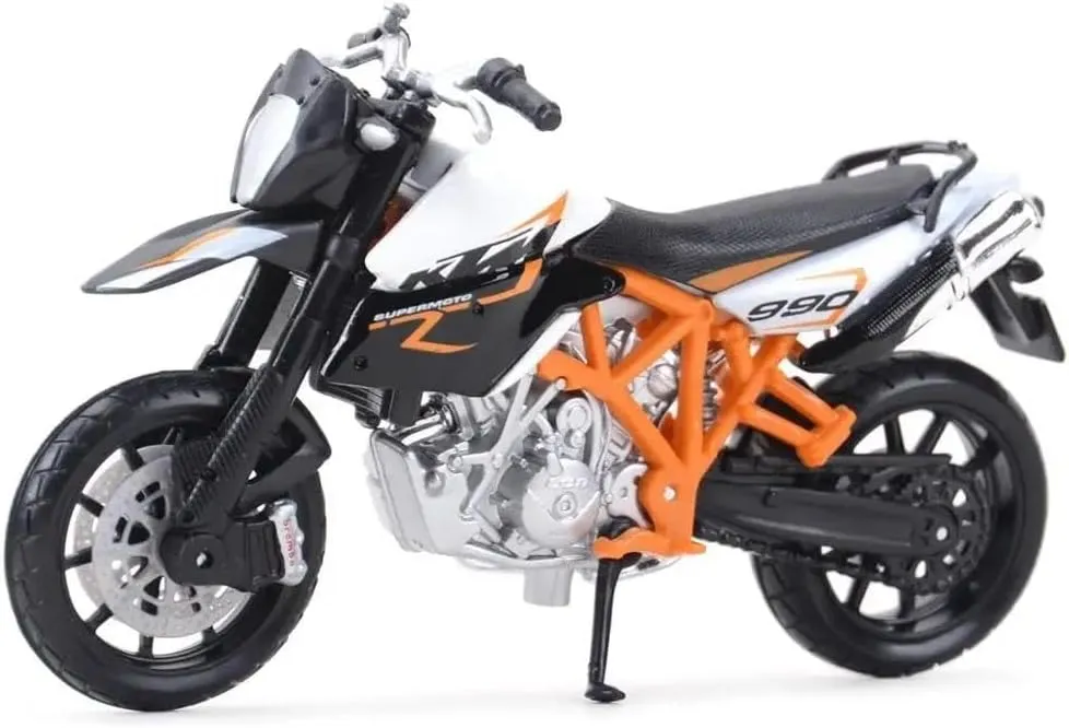 Mini Simulation Motorcycle Toys 1:18 for KTM 990 Supermoto R Static Die Cast Vehicles Collectible Motorcycle Model Toys Adult for Boys