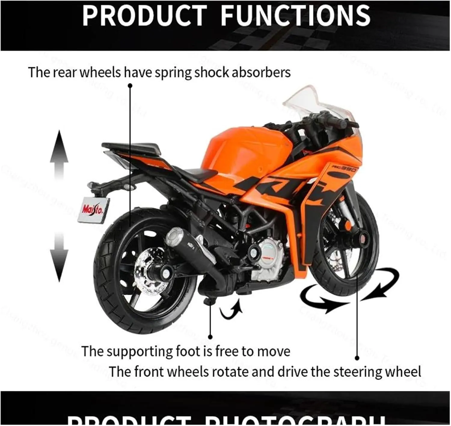 Mini Simulation Motorcycle Toys 1:18 for New KTM RC 390 Static Die Cast Vehicles Collectible Hobbies Motorcycle Model Toys Adult for Boys(White)