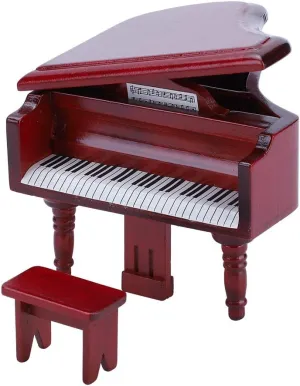 Mini Simulation Wooden Grand Piano with Stool for 1:12 Doll House Furniture and Accessory Red Doll accessories