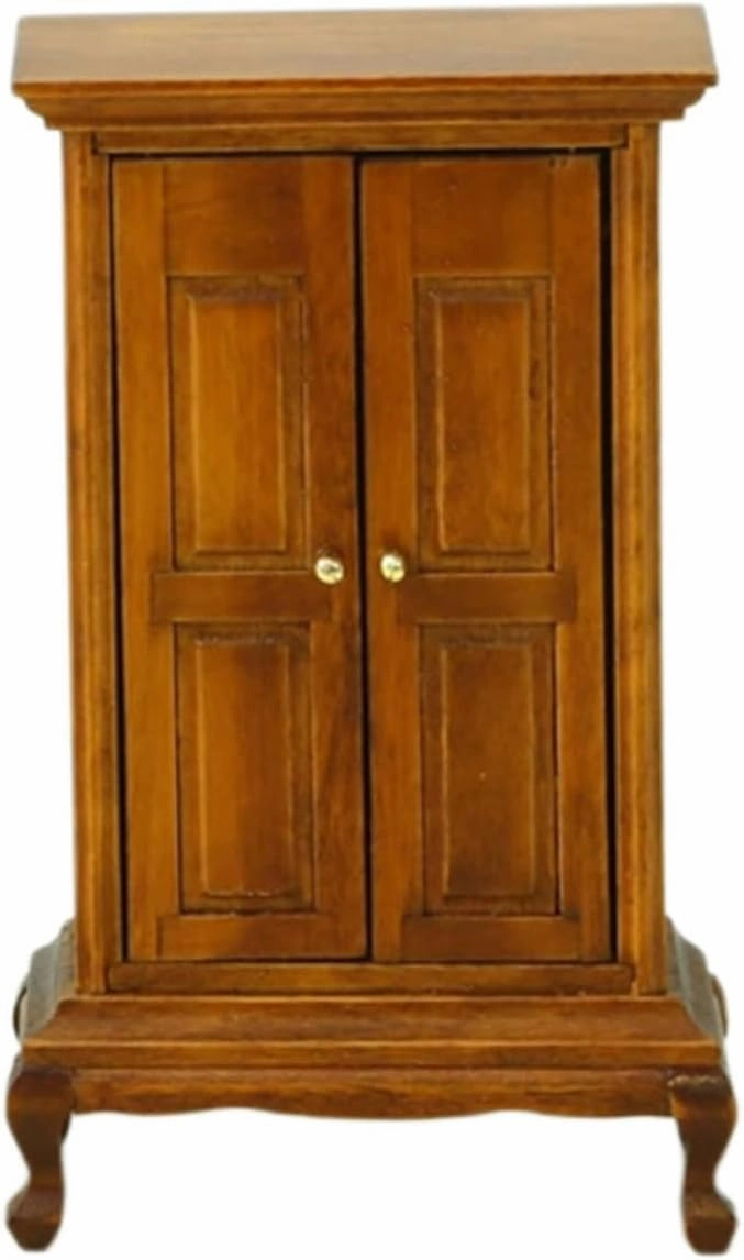 Mini Wooden Dollhouse Wardrobe Realistic Details European Minimalist Design Storage Space for Home Decoration and Collectibles for Dollhouse Furniture and Model Collections