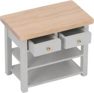 Miniature Bathroom Cabinet Toy, Birch Dollhouse Mini Cabinet Model Dollhouse Furniture for 1/12 Doll House (Grey)