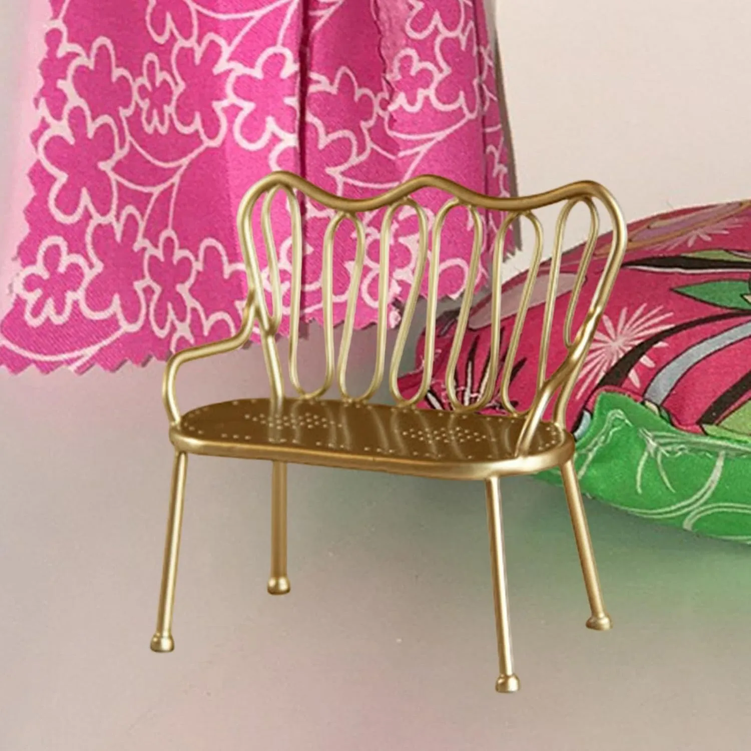 Miniature Chair for Dollhouse Play, Kids Furniture Item, Gold