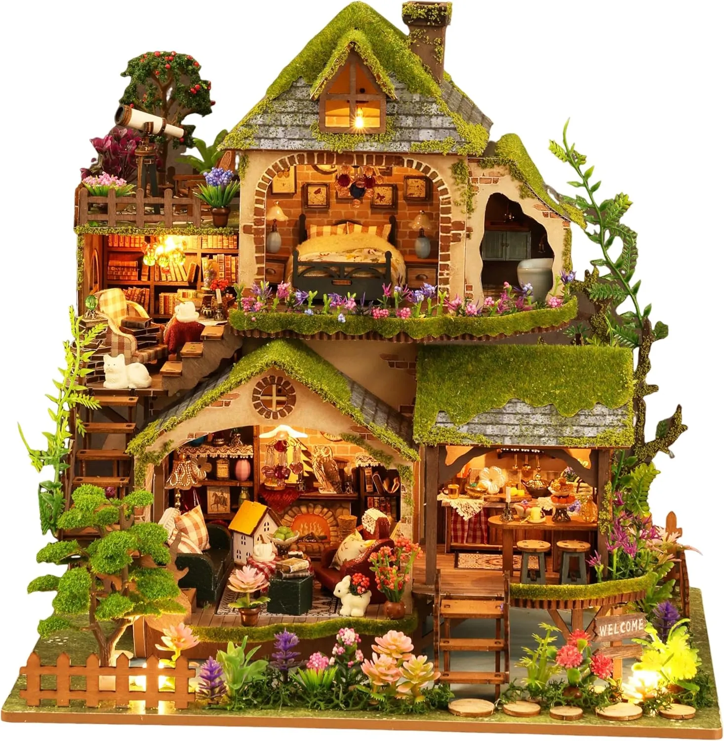 Miniature House Kit, Dollhouse Kit, Miniature Kit, DIY Mini House Building Kit for Adult Teen, Forest Adventure
