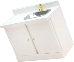 Miniature Kitchen Sink with Cabinet for Doll House Scale Dollhouse Furniture Multi-Purpose Decor for Micro Scenes Sturdy Construction for DIY Projects and Photography