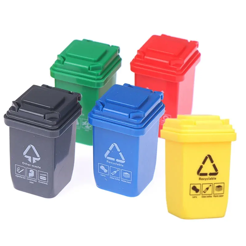 Miniature Trash Can Set for Dollhouse Decor