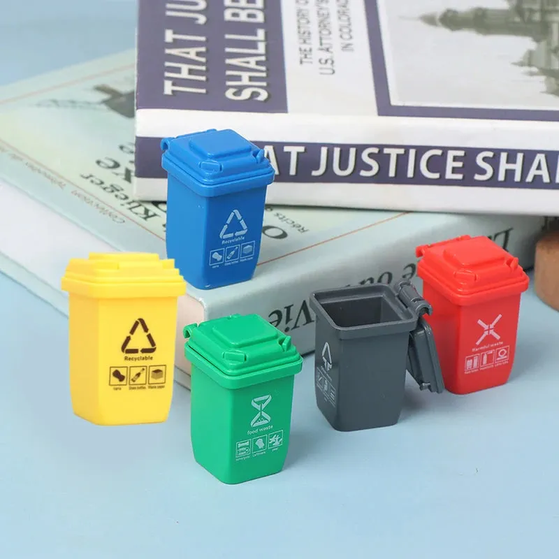 Miniature Trash Can Set for Dollhouse Decor
