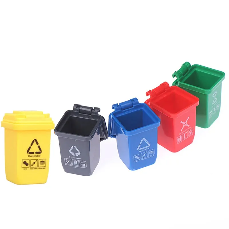 Miniature Trash Can Set for Dollhouse Decor