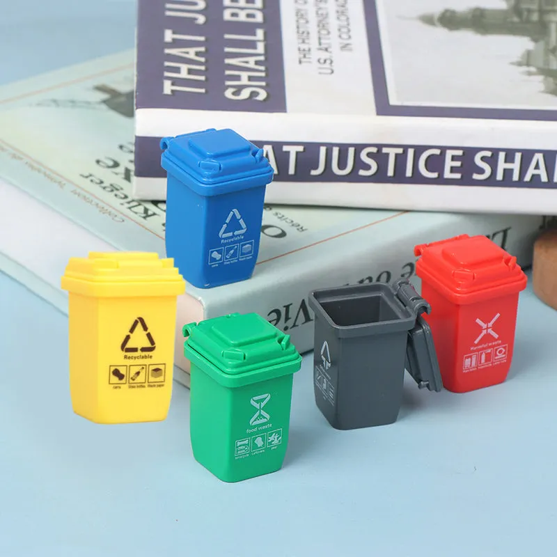 Miniature Trash Can Set for Dollhouse Decor