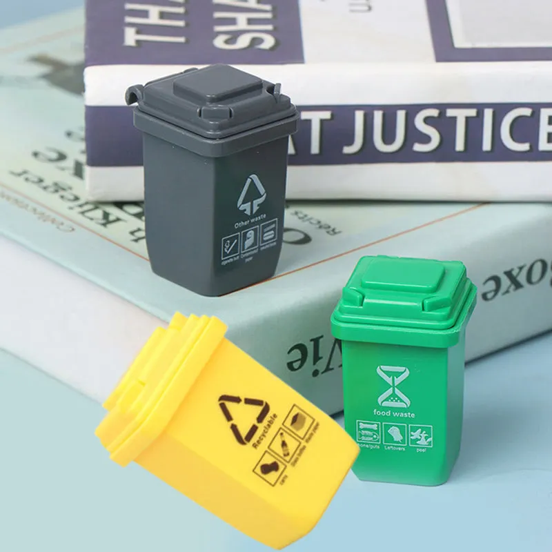 Miniature Trash Can Set for Dollhouse Decor